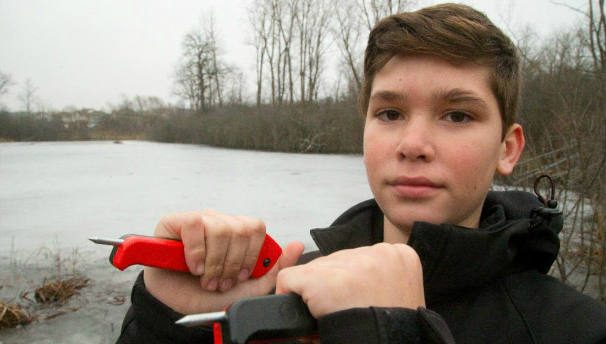 London teen uses new ice fishing spikes to help rescue a boy who