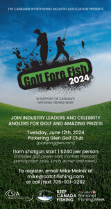 An ad for Golf Fore Fish golf tournament, in support of National fishing Week
